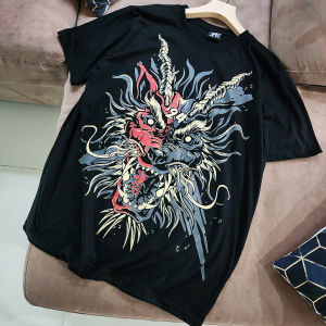 เสื้อยืดสีดำ Oversize RHY06 สกรีนตัวใหญ่ ด้านหน้า และ ด้านหลัง สกรีนคมสวย
