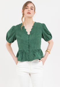 Badomoda DUNGAW Scalloped Peplum Blouse