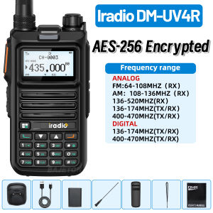 Iradio DM-UV4R DMR Digital Analog Walkie Talkie AES-256 Encryption SMS Dual Mode NOAA Two Way Radio For RT-4D Long Range 50km