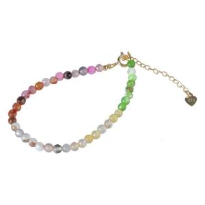 Delicate Multicolor Tourmaline Beads Bracelet for Women Elegant Stacking Bangle 2mm Beads Wrist Chain