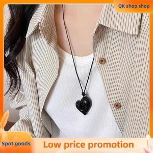 ✨QK shop✨ Fashion Irregular Heart Pendant Necklace For Women Girls Sweet Adjustable Pull-out Sweater Chain Jewelry Accessories Gifts