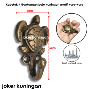 Kapstok / gantungan baju gantungan handuk kuningan motif kura-kura / penyu