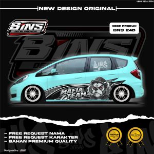 BNS24-STIKER MOBIL DECALL CUSTOM JAZZ YARIS SIGRA MOBILIO ERTIGA GRATIS GANTI NAMA DAN GAMBAR