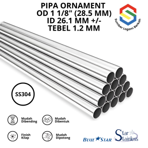 Pipa 1 1/8" (28.5 MM) stainless steel 304 tebel 1.2 mm