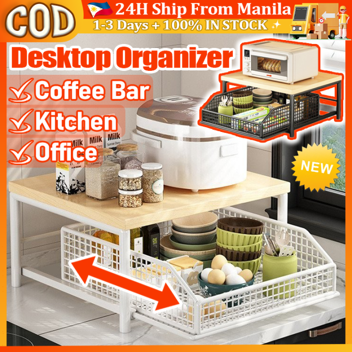Shelving Rack For Rice Kitchen Racks Organizer With Wooden Desktop Microwave Shelf Rack With ...