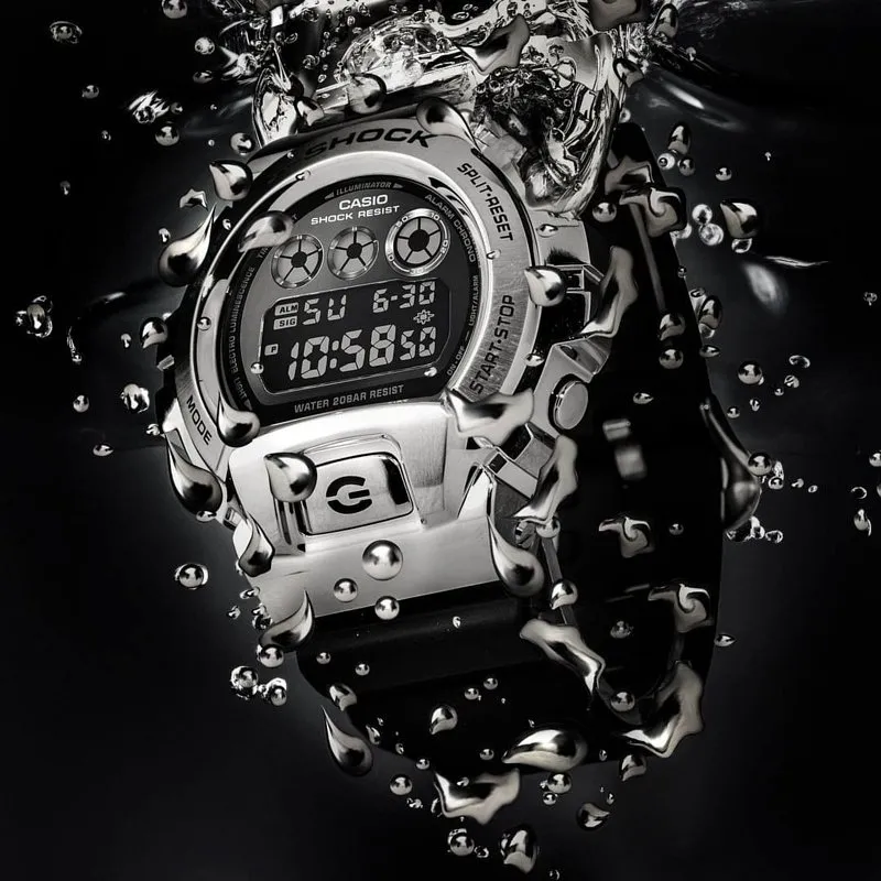 OFFICIAL WARRANTY) Casio G-Shock GM-6900-1 Stainless Steel Bezel