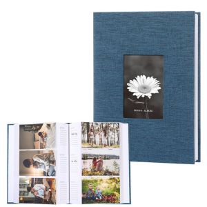 CINDYKHBKJ 200/300Pics Linen Cover Photo Album 6in Interleaf Type Large Scrapbook Album with Front Window Picture Collection Memory Book Baby Growth