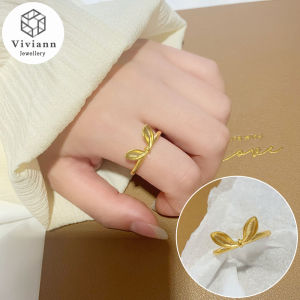 Viviann Original 14K Real Gold Plating Simple Geometric Ring Elegant Womens Daily Work Opening Adjustable Ring Rings For Women Vintage Strips Engagement Rings For Girl Jewelry