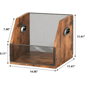 Floor-standing storage rack iron and wood combined multifunctional display rack large-capacity vinyl record player storage double-layer display rack and canvas storage bag combination