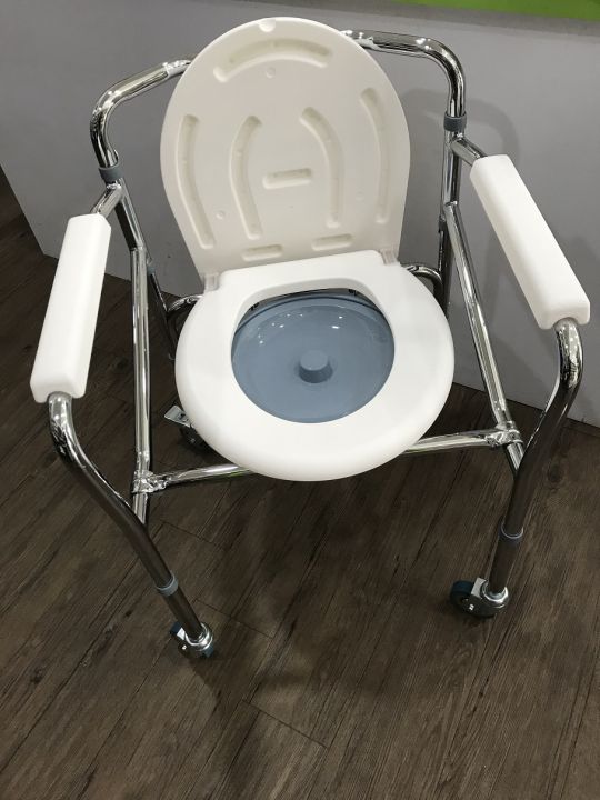 Foldable and Height Adjustable Commode Chair with Bucket and Wheel | Lazada