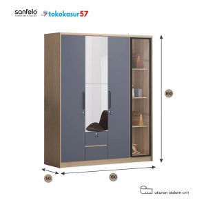 Lemari Pakaian 4 Pintu / Wardrobes 160x190x50 cm CENA WD 4D - Sanfelo