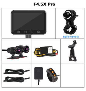 VSYS SYS Multifunction F4.5X WiFi Motorcycle Dash Cam fish eyes170 degrees wide view recorder 1080P Dual Lens Front & Rear 4.5 LCD Waterproof Motorcycle DVR System Smart Digital Meter display