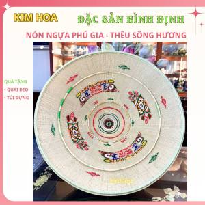 Nón Ngựa Phú Gia- Thêu Sông Hương - Quà: Quai đeo túi bảo vệ nón túi xách.