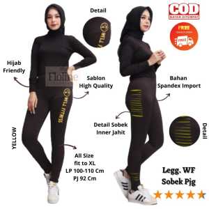Floline Ols - Celana Well Fitness / Zumba Wanita Panjang Sobek Samping Olahraga / Senam / Aerobic / Yoga Import 903 - Material Spandex Import Berkualitas dengan Sablon Tulisan Well Fitness (RANDOM)
