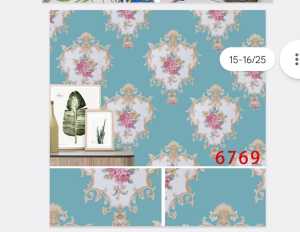 Wallpaper Dinding Paket +/-8m +/-4.5m 1m Roll Motif Batik Biru Dekorasi Ruang Tamu Sticker Tembok Premium