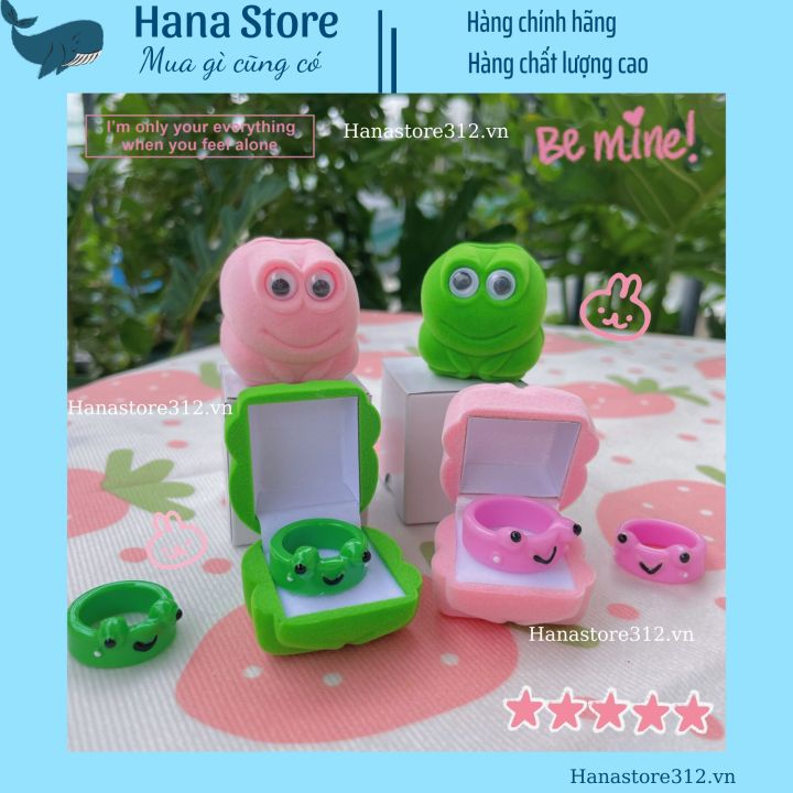 nhẫn ếch và hộp đựng nhẫn ếch xanh lá hộp ếch hồng dễ thương | Lazada.vn