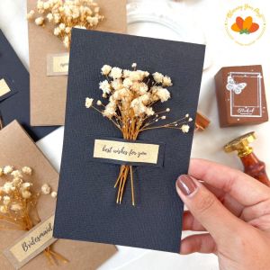 Kartu ucapan bunga kering rustic bridesmaid ulang tahun wisuda graduation greeting card vintage aesthetic
