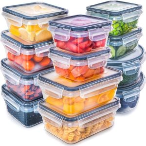HUNIU 12PCS/SET Plastic Refrigerator Storage Box Stackable Transparent Kitchen Storage Container Multipurpose Odorless Food Freezer Box Grains Storage