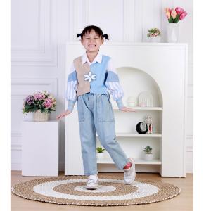 Dungdungkids Setelan Anak Anabia Katun Rajut Jeans 3 - 12 Tahun