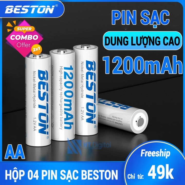 Pin Sạc AA Beston (Hộp 4 viên) 1200mAh Cho Micro Karaoke loa, đồ chơi ...