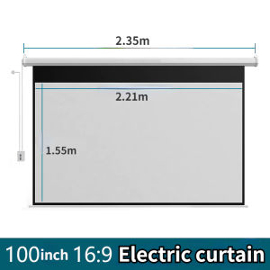 16:9 HD Electric 100 Inch Projection Screen Remote Control Automatic Lifting Home Theater Outdoor