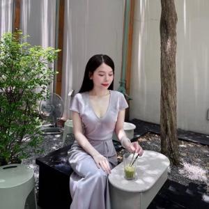 Đầm Lụa Có tay cổ tim dáng suông form dài không mút không dây kéoVáy lụa dài đi chơi đi làm dự tiệc sang chảnh