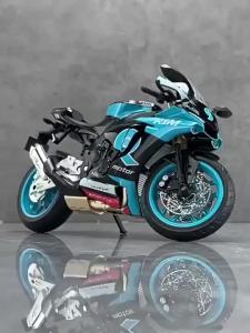 รุ่น 1: 9 Yamaha R1M รถจักรยานยนต์จําลองรถ Die-Casting เสียงแสงดึงกลับหัวรถจักร Heavy Boy ของเล่นของขวัญ