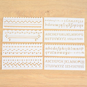 Templat Pembaris Lukisan 卡通DIY画画尺模板 Creative Drawing Ruler Set Kids 励志文字手账花边尺 Art Crafts Stencil Tool 儿童可爱手抄报涂鸦绘画尺 Drawing Ruler Board Stationery