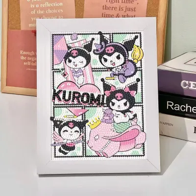 18 x 23cm Diamond Painting with Frame Cartoon Mermaid Full Round Diamond Childrens DIY Decoration ​Kitty Doraemon Kurumi melody