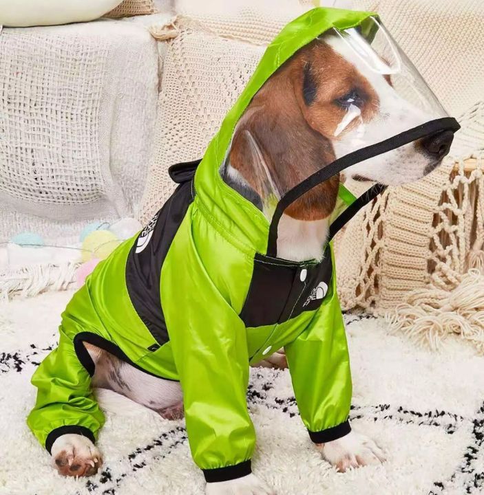 DY Loving Dog Clothes Pet Four legged Raincoat PU Material