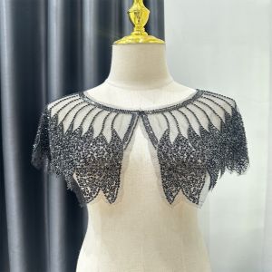 MAYIT Trang trí bằng sa Khăn choàng kiểu Flapper Đính hạt Thập niên 1920 Áo khoác ngắn Thanh lịch Khăn choàng vai đính sa
