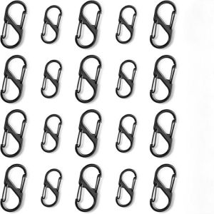 20Pcs S Type Carabiner Zinc Alloy Keychain Hooks Outdoor Camping Climbing Anti-Theft Spring Clips