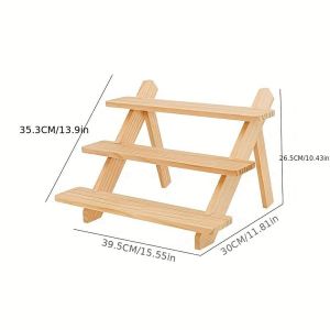 5 Layers Wooden Ladder Display Rack Multi-Layer Storage Stand for Jewelry Dolls Desserts