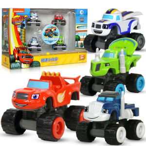 Set of 4pcs Blaze and The Monster Machines Monster Diecast Vehicle Alloy Deformation Robot Series Toys for Boys Collection Figures