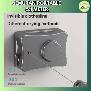 NEW JEMURAN BAJU PAKAIAN PORTABLE 5.1M CLOTHESLINE INDOOR OUTDOOR