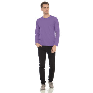 Kaos Polos Pria Oneck Lengan Panjang Bahan Katun Combed 30s Warna Ungu Lilac