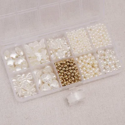 800pcs/10box Set of Abs Imitation Pearl Beige Color Beads for Diy Jewelry Making Accessories Necklace Bracelet Earring Craft Handmade Hobby Art Decor Wedding Party Birthday Gift Christmas Women Girls Beginner Student Cute