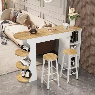 High table Living Room Bar Table Cabinet Counter Meja Bar Kitchen Dining Table Mini Bar Table With Chair