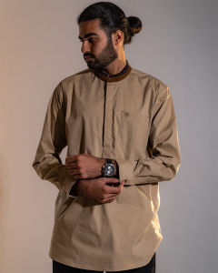 Makhtab | Koko Pria Dewasa Kurta Lengan Panjang Coklat | Ashafa Brown