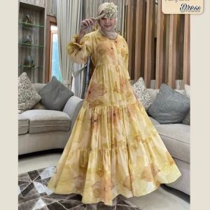 Dress Motif Printing Rinjani Dress Maxy Ceruty Premium