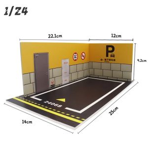 1 24 Scale Garage Diorama Diecast Model Car Parking Space Display Case PVC Miniature Collection Decoration Showroom Toy Gift