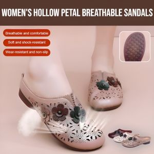Women's Hollow Petal Breathable Sandals: Summer Single Shoes & Comfortable Flats