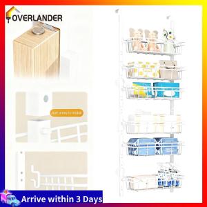 6-Tier Over The Door Pantry Organizer Space-Saving Metal Hanging Door Organizer Easy Install Behind The Door Shelf for Kitchen Laundry Room Bathroom