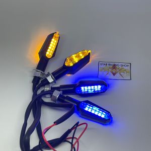 LAMPU SEIN SEN MINI LED 2 SISI SEN MOTOR UNIVERSAL UNTUK SEMUA MOTOR KUNING - BIRU