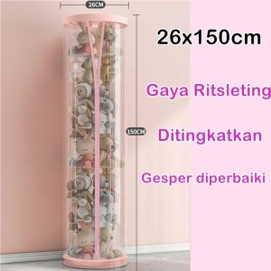【Vinnatsu】Doll Storage Bucket Gaya Ritsleting Doll Storage Bucket / Boneka Zip-up Penyimpanan Transparan Dengan Penutup Penyimpanan Boneka