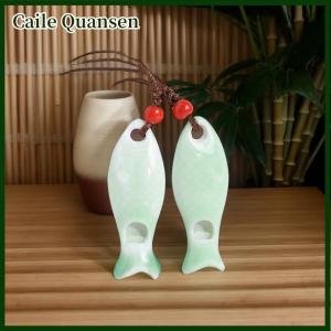 Caile Ceramic Fish Shaped Whistle Pendants Necklaces Creative Personality Sweater Chain Handmade Jewelry For Children Toy Gift