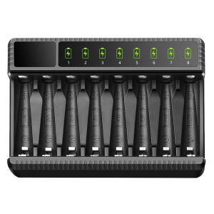 Baterai Battery Charger LCD Display Smart Intelligent 8-Slot Chargers for AA/AAA 18650 NiCd NiMh Rechargeable Batteries AA AAA Charger