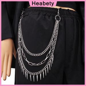 Heabety  Layered Punk Chain On The Jeans Pants Women Spike Keychains for Men Hip Hop Cool Versatile Mens Waist Chain Ornaments Accessories