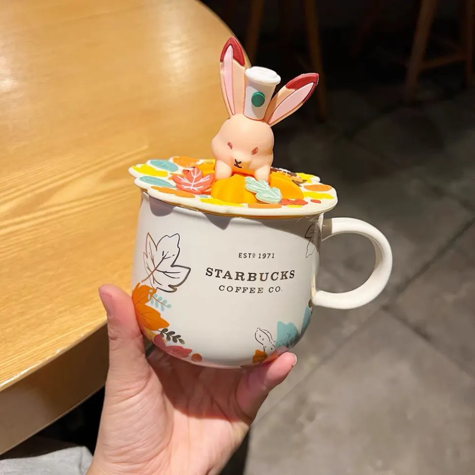 Starbucks Autumn Fox & Rabbit Maple Leaf Tumbler With Straw – 2024 Orange/Clear Cup-515801