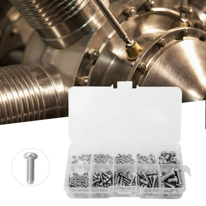 Crosses Bolt Nut 240 Pcs Crosses Bolt Nut Gasket Set M2 M2.5 M3 M4 M5